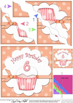 6th Birthday Cupcake Felties Wavy Corner Side Stacker