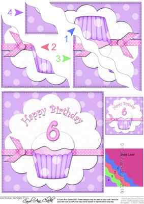 6th Birthday Cupcake Felties Wavy Corner Side Stacker