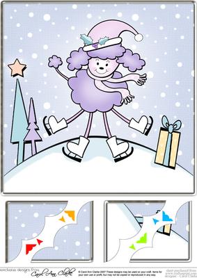 8 x 8 Cute Xmas Poodle Scalloped Corner Topper