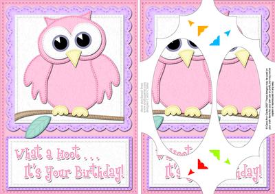 A5 What a Hoot Owl Birthday Scallop Corners and Pyramage