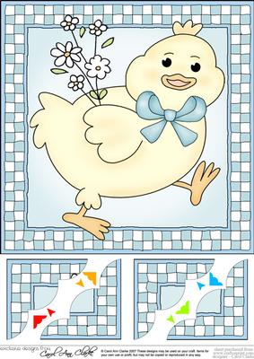 8 x 8 Little Chick Scalloped Corner Topper