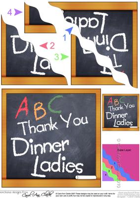 Thank You Dinner Ladies Blackboard Wavy Corner Side Stacker