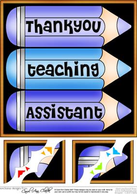 8 x 8 Thank You Teaching Assistant Pencils Scalloped Corner