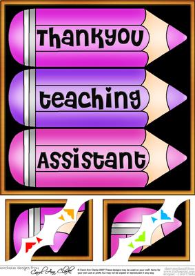 8 x 8 Thank You Teaching Assistant Pencils Scalloped Corner