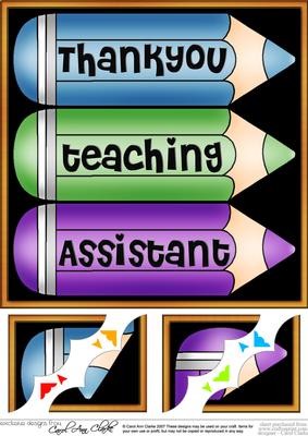 8 x 8 Thank You Teaching Assistant Pencils Scalloped Corner