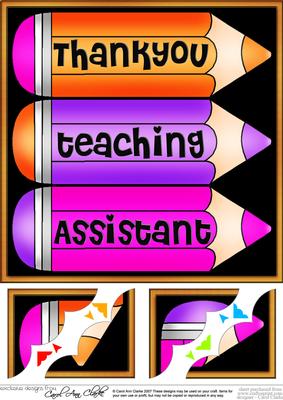 8 x 8 Thank You Teaching Assistant Pencils Scalloped Corner