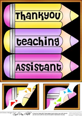 8 x 8 Thank You Teaching Assistant Pencils Scalloped Corner