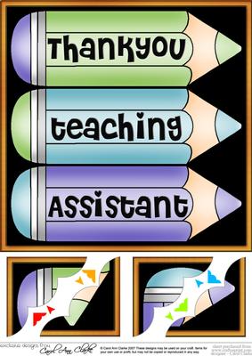 8 x 8 Thank You Teaching Assistant Pencils Scalloped Corner