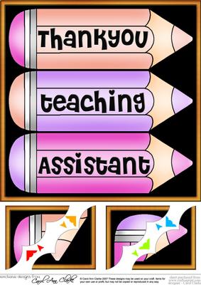 8 x 8 Thank You Teaching Assistant Pencils Scalloped Corner