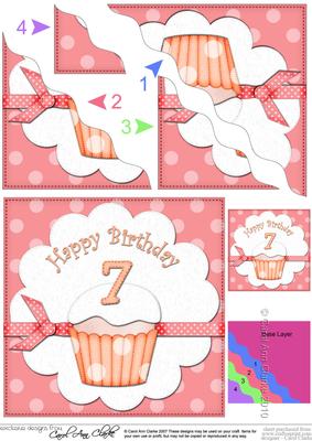 7th Birthday Cupcake Felties Wavy Corner Side Stacker