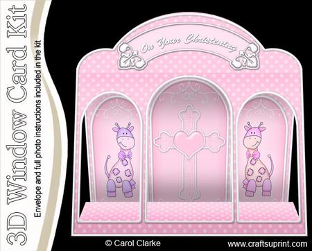 3D Christening Window Card Kit with Decoupage N Envelope