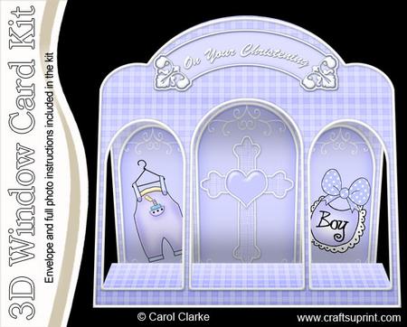 3D Christening Window Card Kit with Decoupage N Envelope