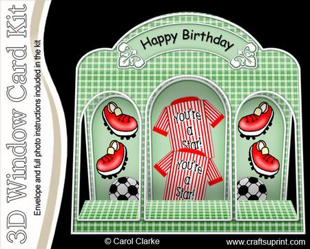 3D Football Window Card Kit with Decoupage N Envelope