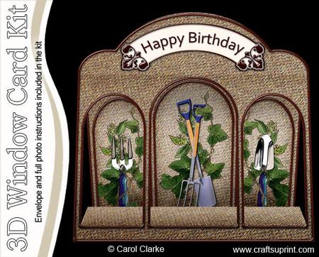 3D Gardening Window Card Kit with Decoupage N Envelope