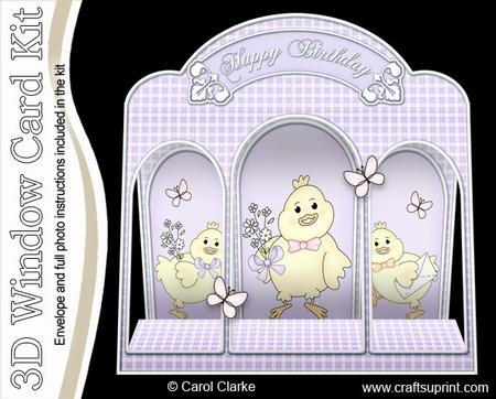 3D Little Chick Window Card Kit with Decoupage N Envelope