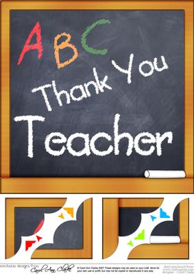 8x8 Thank You Teacher Blackboard Scalloped Corner Topper