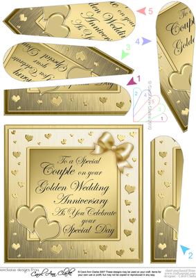 Elegant Hearts Golden Wedding Anniversary Fan Pyramage