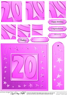20th Bright Metallic Age Quick Card with Twisted Pyramage