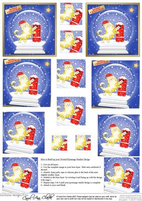 Xmas Teddy Snowglobe Twisted Pyramage Sheet