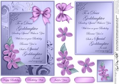 5 x 7 Metallic Birthday Goddaughter with 3D Decoupage