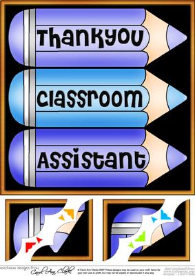 8 x 8 Thank You Classroom Assistant Pencils Scalloped Corner