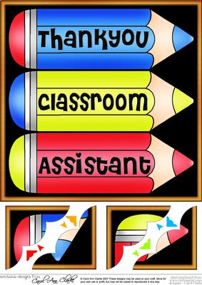 8 x 8 Thank You Classroom Assistant Pencils Scalloped Corner