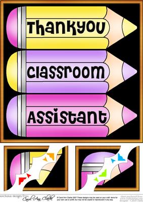 8 x 8 Thank You Classroom Assistant Pencils Scalloped Corner