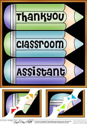 8 x 8 Thank You Classroom Assistant Pencils Scalloped Corner