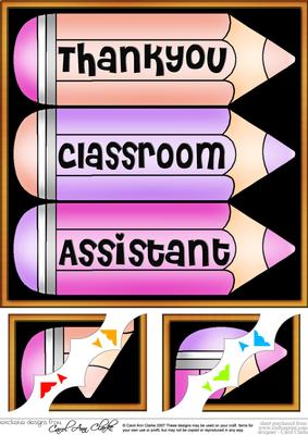 8 x 8 Thank You Classroom Assistant Pencils Scalloped Corner