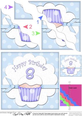 8th Birthday Cupcake Felties Wavy Corner Side Stacker
