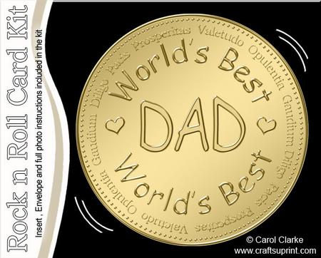 Worlds Best Dad Medal Rock N Roll Kit, Envelope and Insert