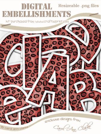 Leopardskin Felties Uppercase Alpha Digital Embellishment