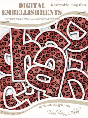 Leopardskin Felties Lowercase Alpha Digital Embellishment