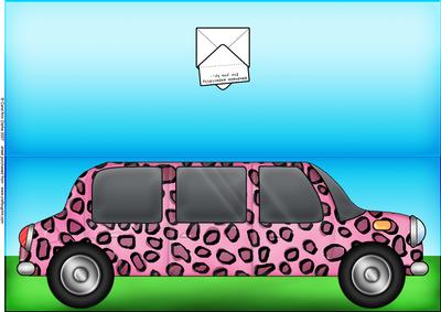 Large DL Leopardskin stretch limo quick Cut & Fold Card 