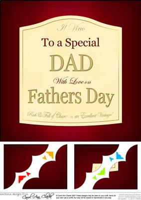 8 x 8 Fathers Day Wine Label Scalloped Corner Topper