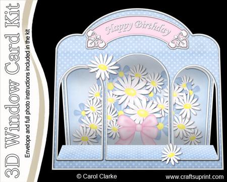 3D Pretty Floral Window Card Kit Decoupage N Envelope