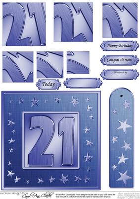 21st Bright Metallic Age Quick Card with Twisted Pyramage