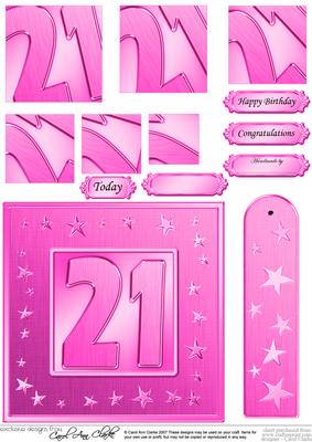 21st Bright Metallic Age Quick Card with Twisted Pyramage