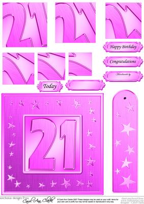 21st Bright Metallic Age Quick Card with Twisted Pyramage