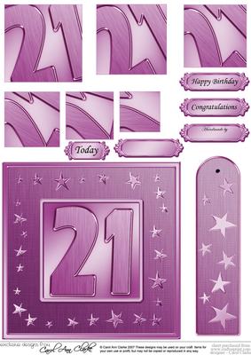 21st Bright Metallic Age Quick Card with Twisted Pyramage