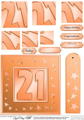 21st Bright Metallic Age Quick Card with Twisted Pyramage