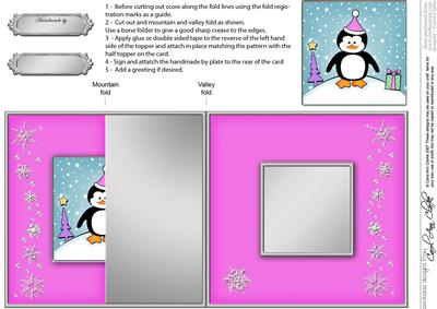 Cute Xmas Penguin No-hole Fold Back Card