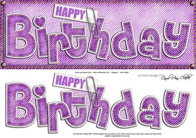Large Dl Happy Birthday Denim Felties Quick Card N 3D Decoup