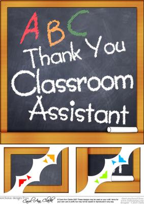 8x8 Thank You Classroom Assistant Blackboard Scalloped Corne