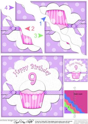 9th Birthday Cupcake Felties Wavy Corner Side Stacker