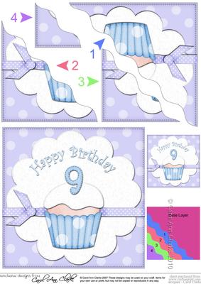 9th Birthday Cupcake Felties Wavy Corner Side Stacker