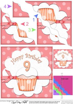 9th Birthday Cupcake Felties Wavy Corner Side Stacker