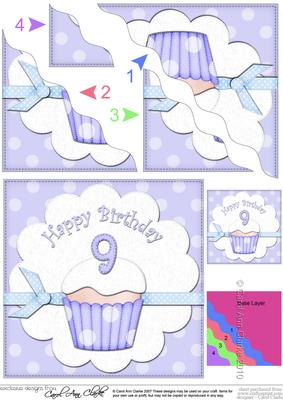 9th Birthday Cupcake Felties Wavy Corner Side Stacker