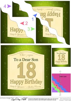 18th Birthday Son Champagne Label Wavy Corner Side Stacker T