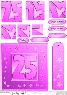25th Bright Metallic Age Quick Card with Twisted Pyramage